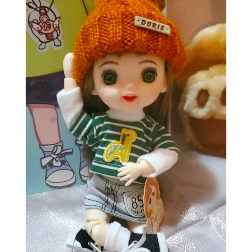 22.5cm 1/8  9 inch. BJD Doll Girl Handmade Clothes Shoes  Face Makeup New/Box